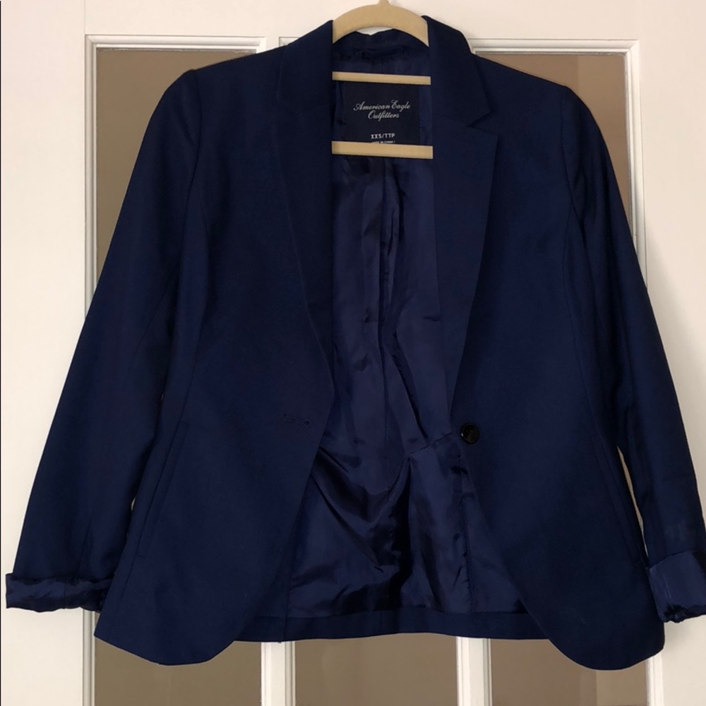 American Eagle Navy Fitted Blazer